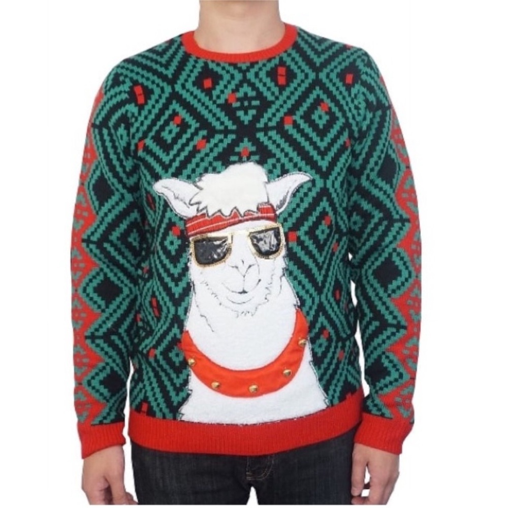Jolly Sweaters Jingle Bell Llama Ugly Christmas Sweater